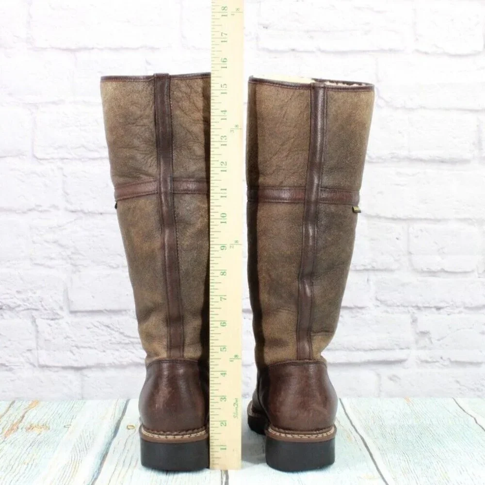 Blondo Brown Leather Waterproof Shearling Lined Tall Duck Boots Size 8 B - Picture 6 of 9